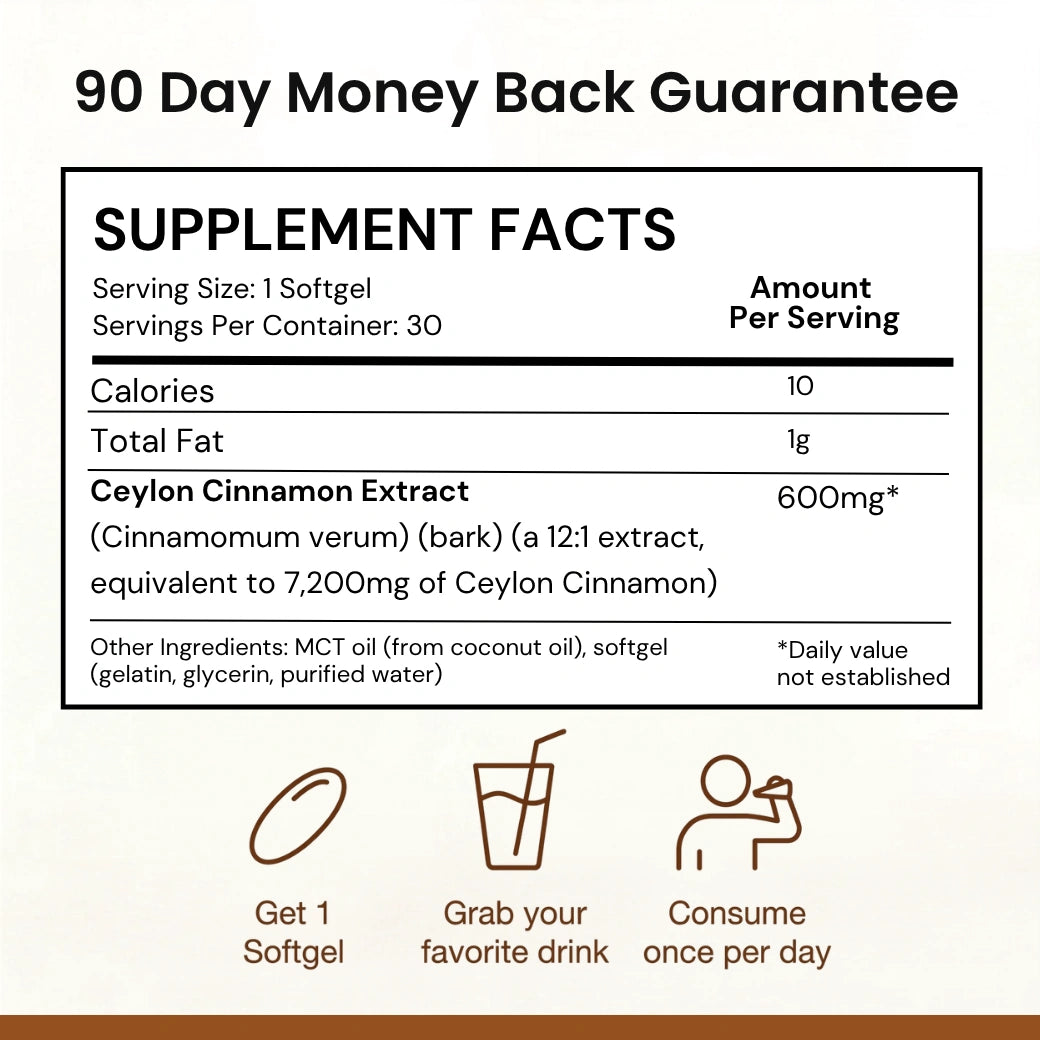 Metabiona Ceylon Cinnamon Complex, High Strength with MCT Oil